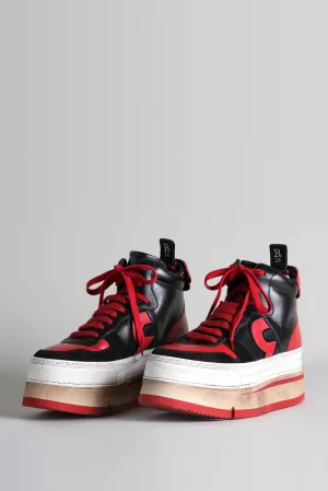 RIOT LEATHER HIGH TOP - RED AND BLACK