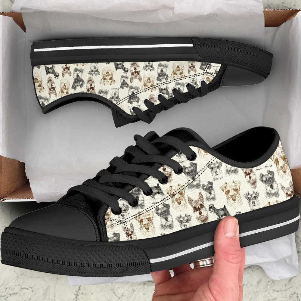 Schnauzer Low Top Shoes - Low Top Sneaker, Dog Printed Shoes, Canvas Shoes For Men, Women