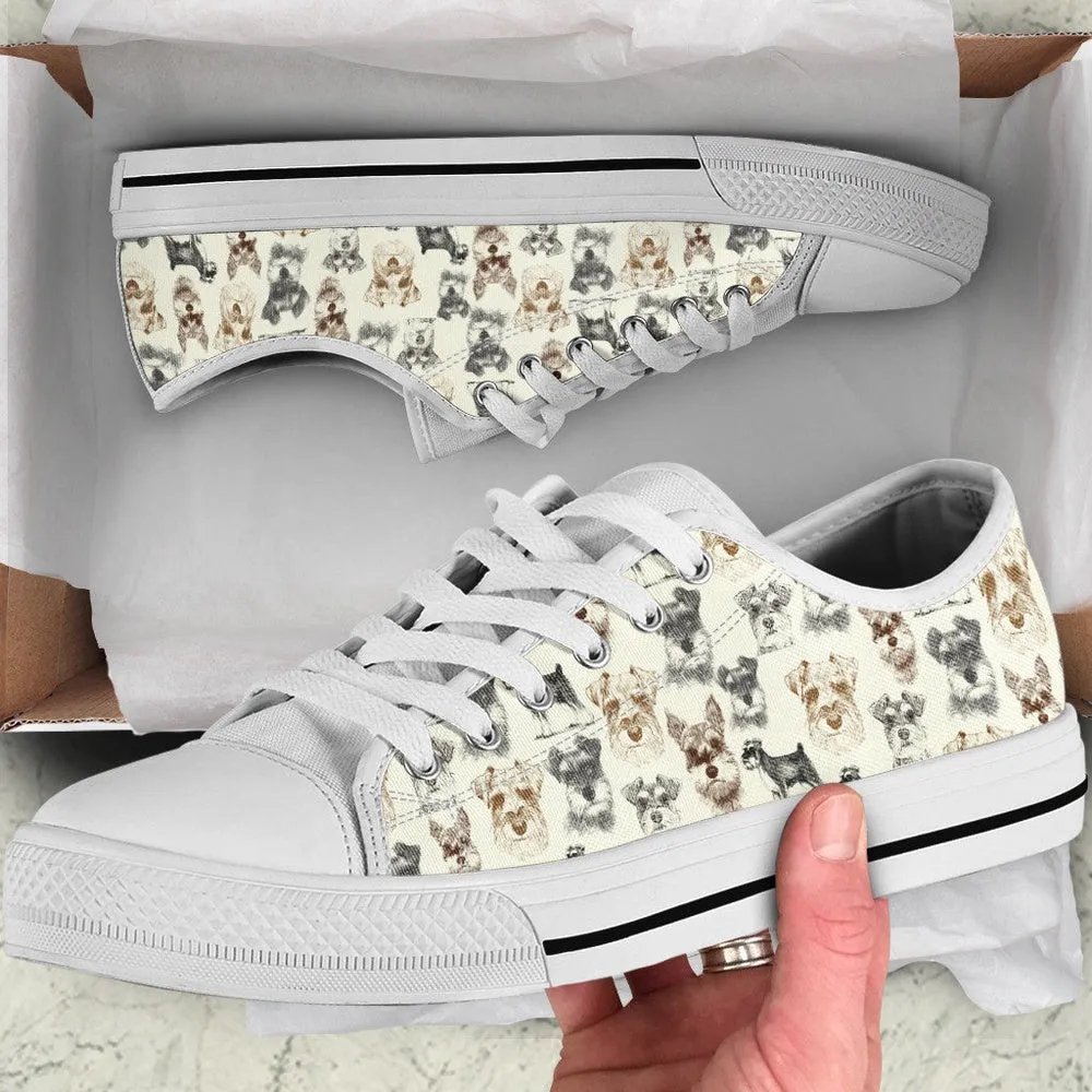 Schnauzer Low Top Shoes - Low Top Sneaker, Dog Printed Shoes, Canvas Shoes For Men, Women