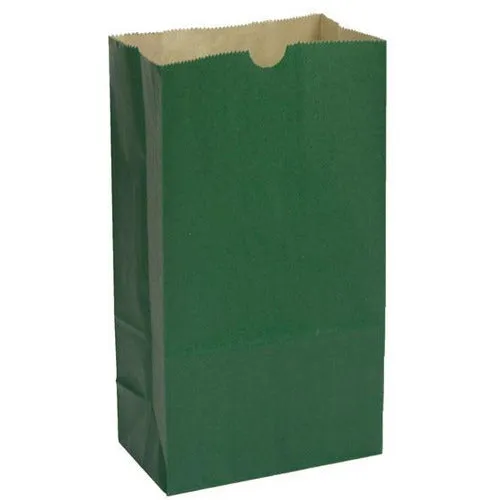 Self-Opening Style Green Kraft Paper Shopping Bags. - 6.00" x 4.00" x 11.00"