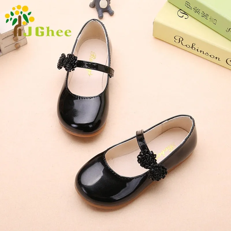 shoes kids flat shoes  leather children casual shoes with flowers party show shoes for girls