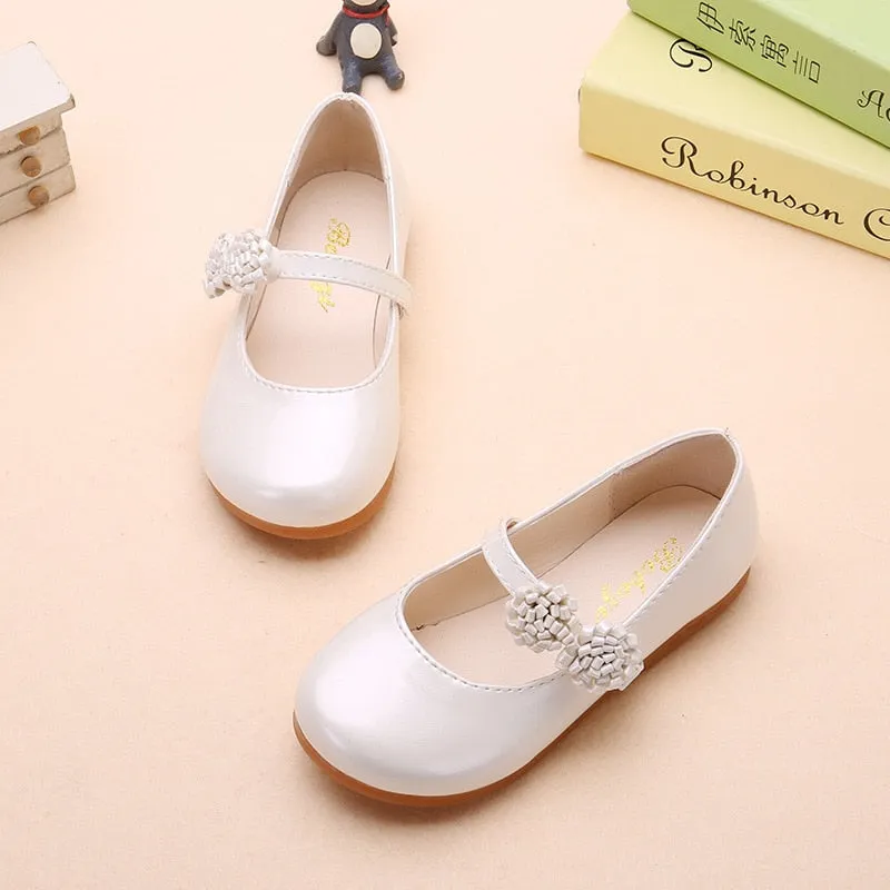 shoes kids flat shoes  leather children casual shoes with flowers party show shoes for girls