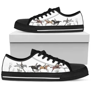 Stylish Horse Riding Women S Low Top Shoes, Animal Print Canvas Shoes, Print On Canvas Shoes