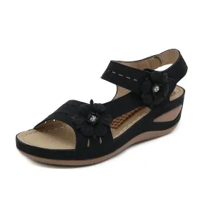 Synthetic Leather European And American Sandals Women's Casual Mom Shoes Plus Size Wedge Sandals