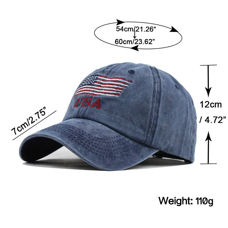 USA Flag Embroidered Snapback Baseball Cap