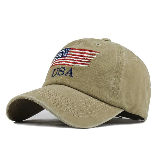 USA Flag Embroidered Snapback Baseball Cap