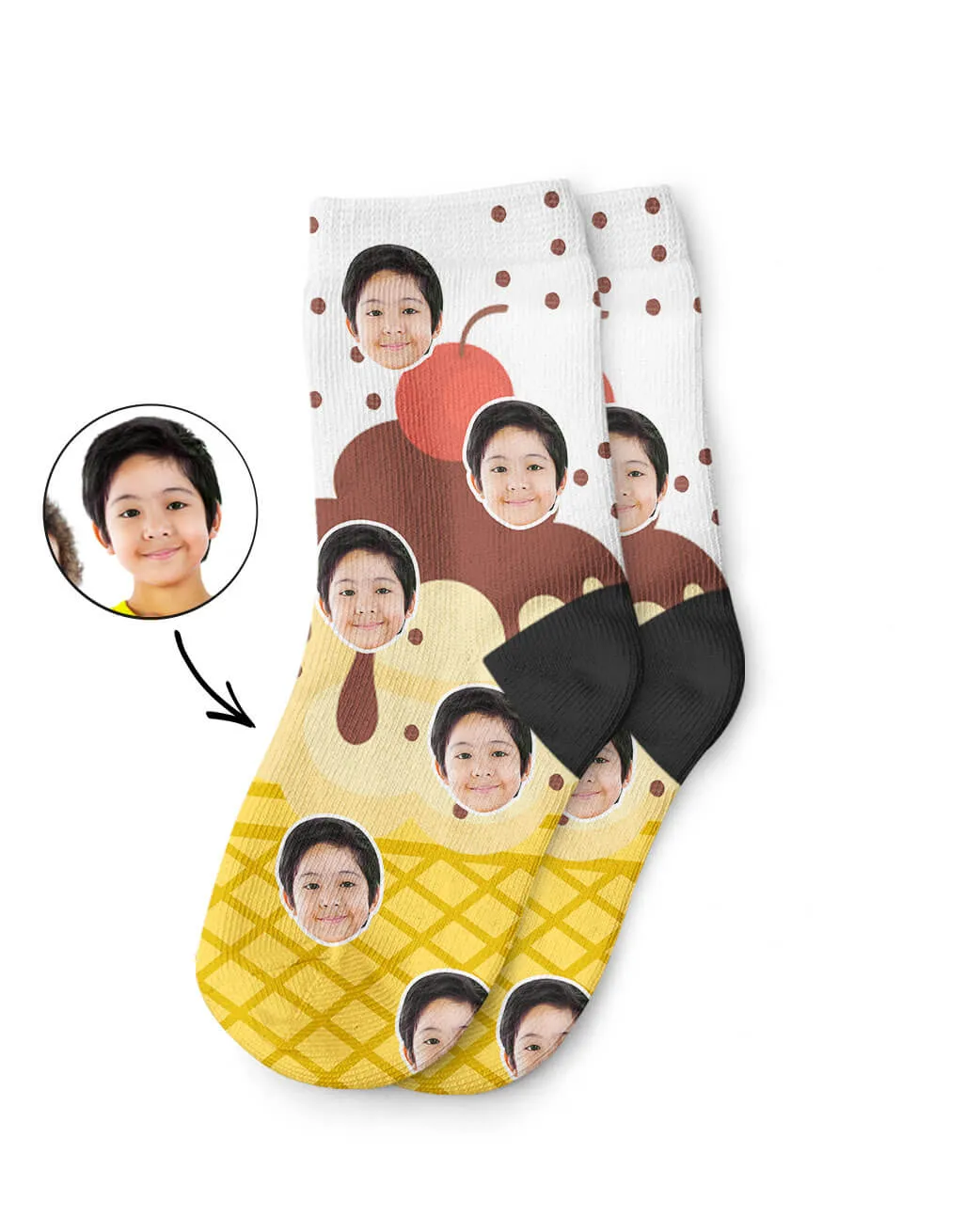 Vanilla Sundae Ice Cream Kids Socks