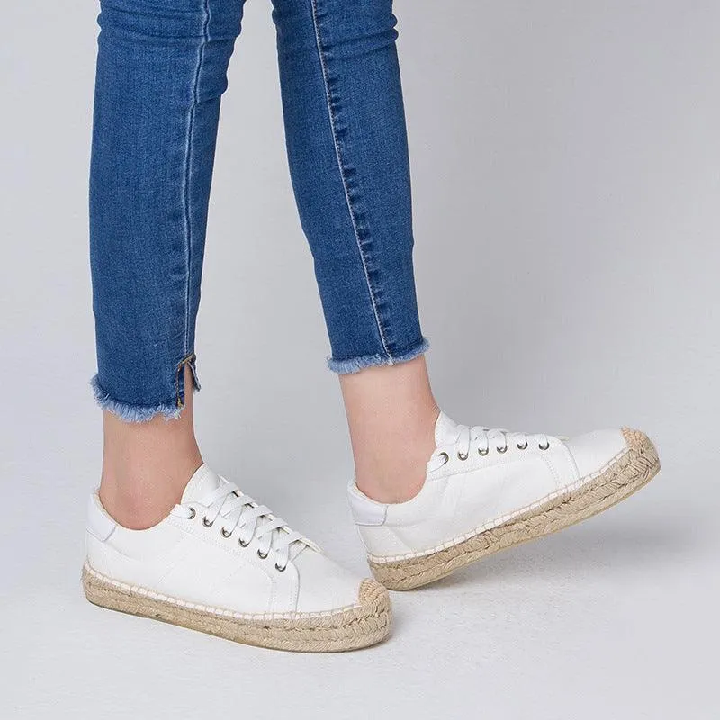 White Platform Canvas Lace-up Shoes